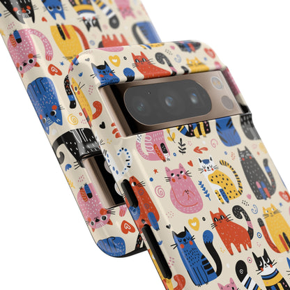 Cat Doodles Phone Case: Playful Cat-Inspired Tough Case for iPhone, Samsung Galaxy and Google Pixel devices
