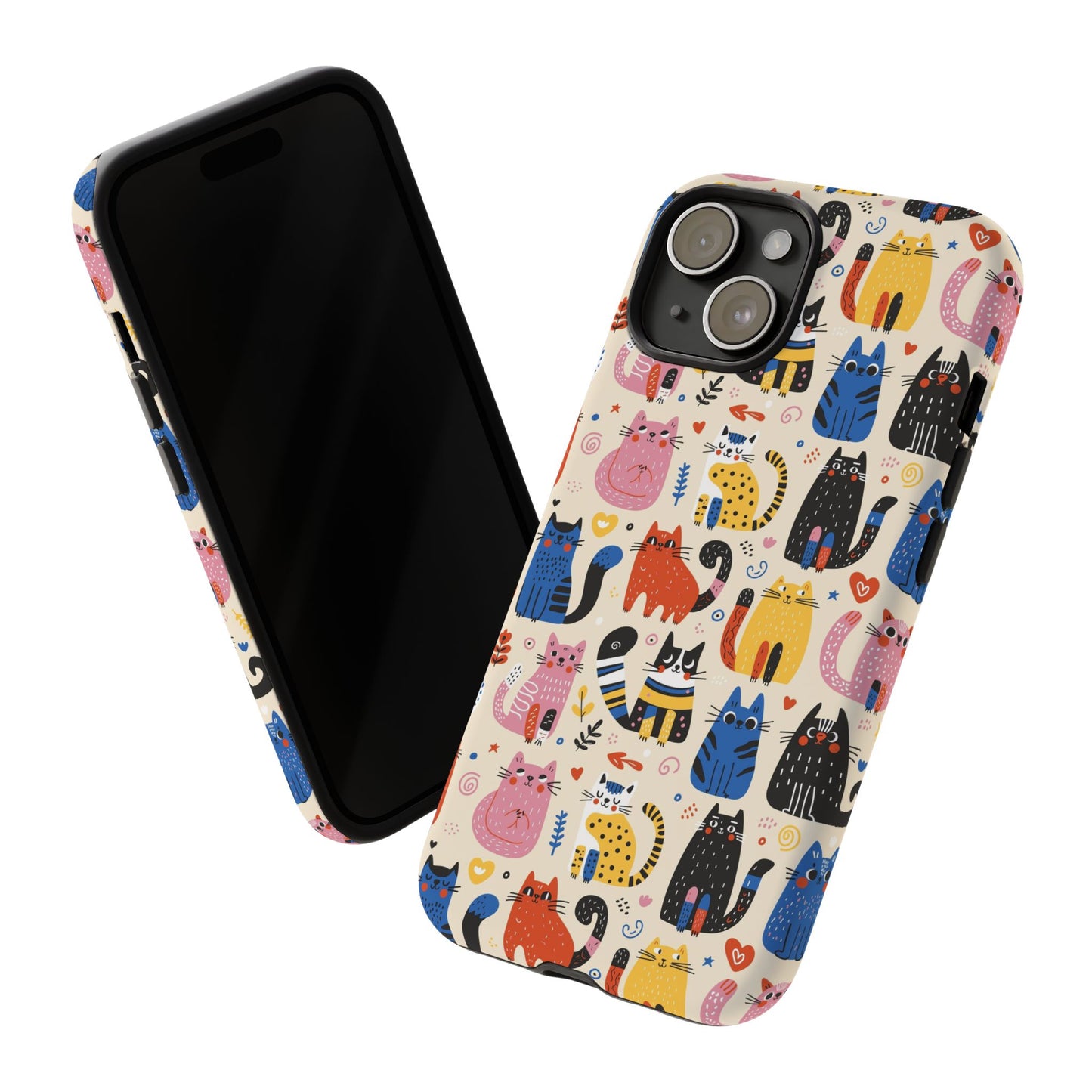 Cat Doodles Phone Case: Playful Cat-Inspired Tough Case for iPhone, Samsung Galaxy and Google Pixel devices