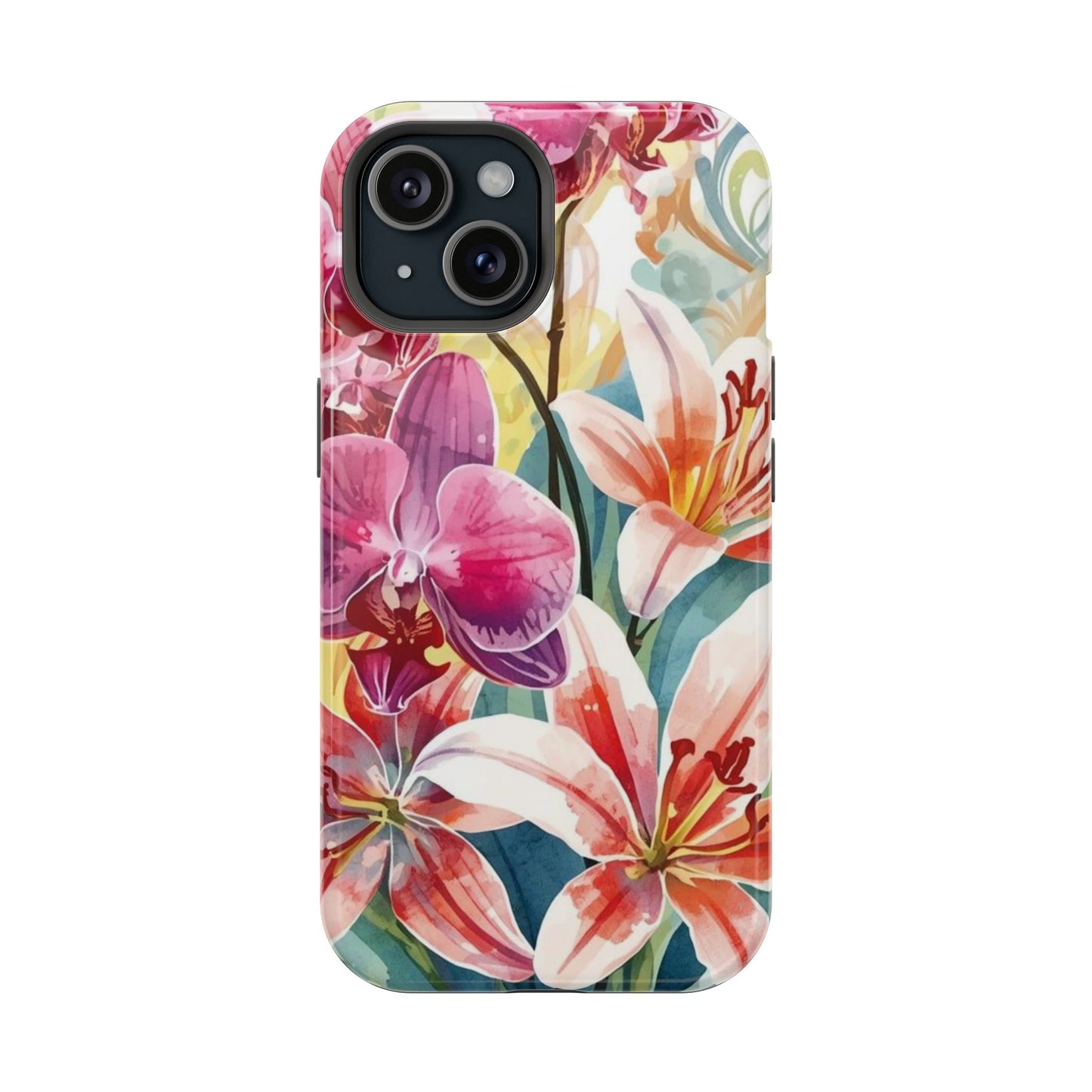 Hibiscus & Orchid Haven: MagSafe Floral Phone Case for iPhone
