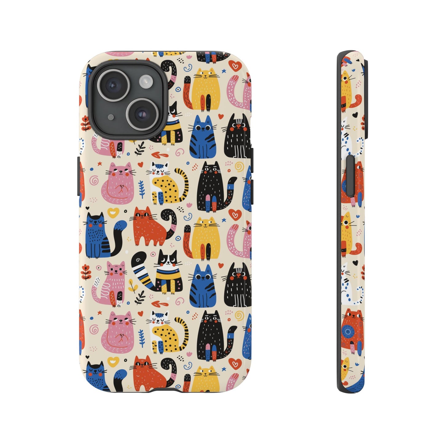 Cat Doodles Phone Case: Playful Cat-Inspired Tough Case for iPhone, Samsung Galaxy and Google Pixel devices