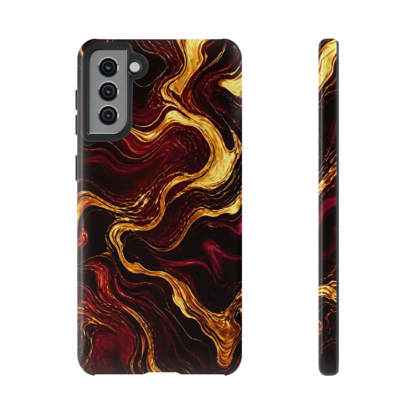 Molten Gold and Maroon Waves: Elegant Phone Case for iPhone, Samsung Galaxy and Google Pixel devices