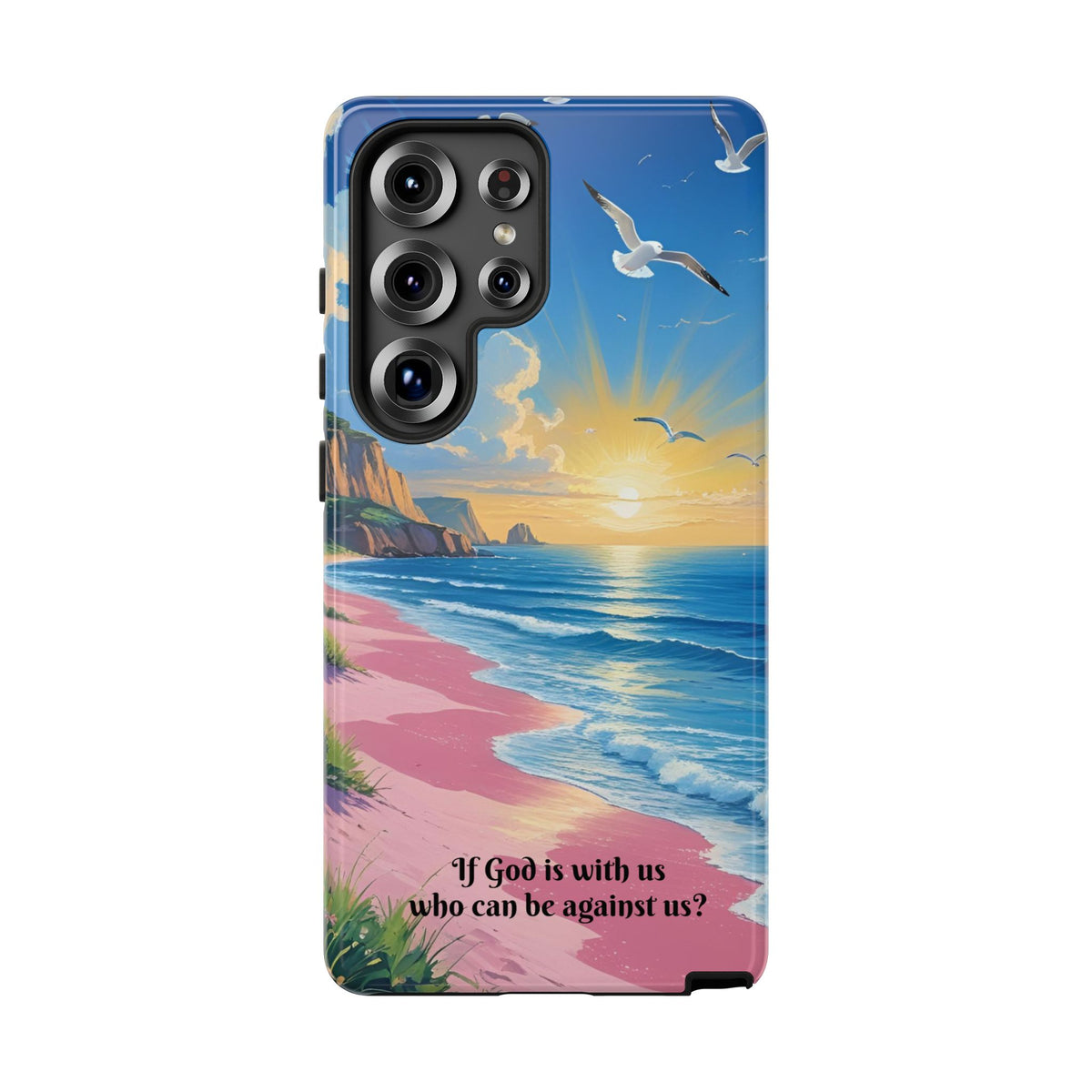"If God is with us, who can be against us?": Inspiring phone case for iPhone, Samsung Galaxy and Google Pixel devices