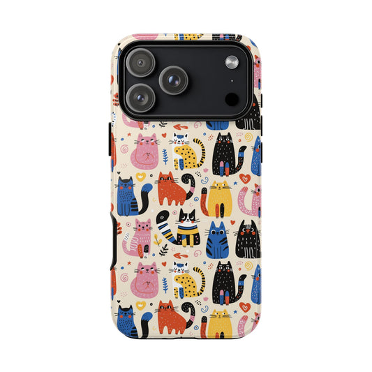 Cat Doodles Phone Case: Playful Cat-Inspired Tough Case for iPhone, Samsung Galaxy and Google Pixel devices
