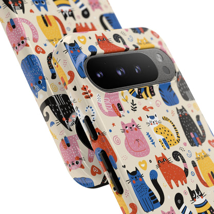Cat Doodles Phone Case: Playful Cat-Inspired Tough Case for iPhone, Samsung Galaxy and Google Pixel devices