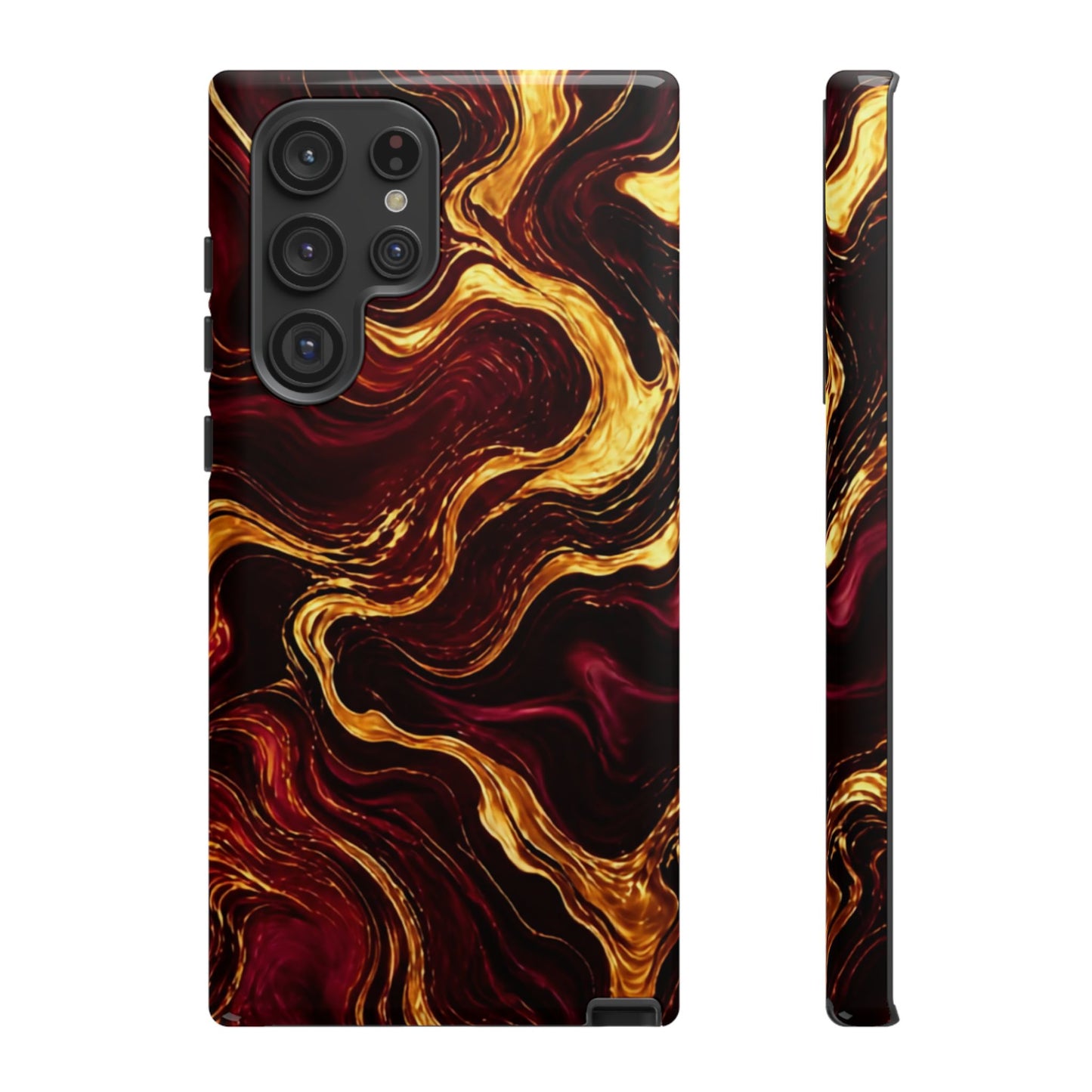 Molten Gold and Maroon Waves: Elegant Phone Case for iPhone, Samsung Galaxy and Google Pixel devices