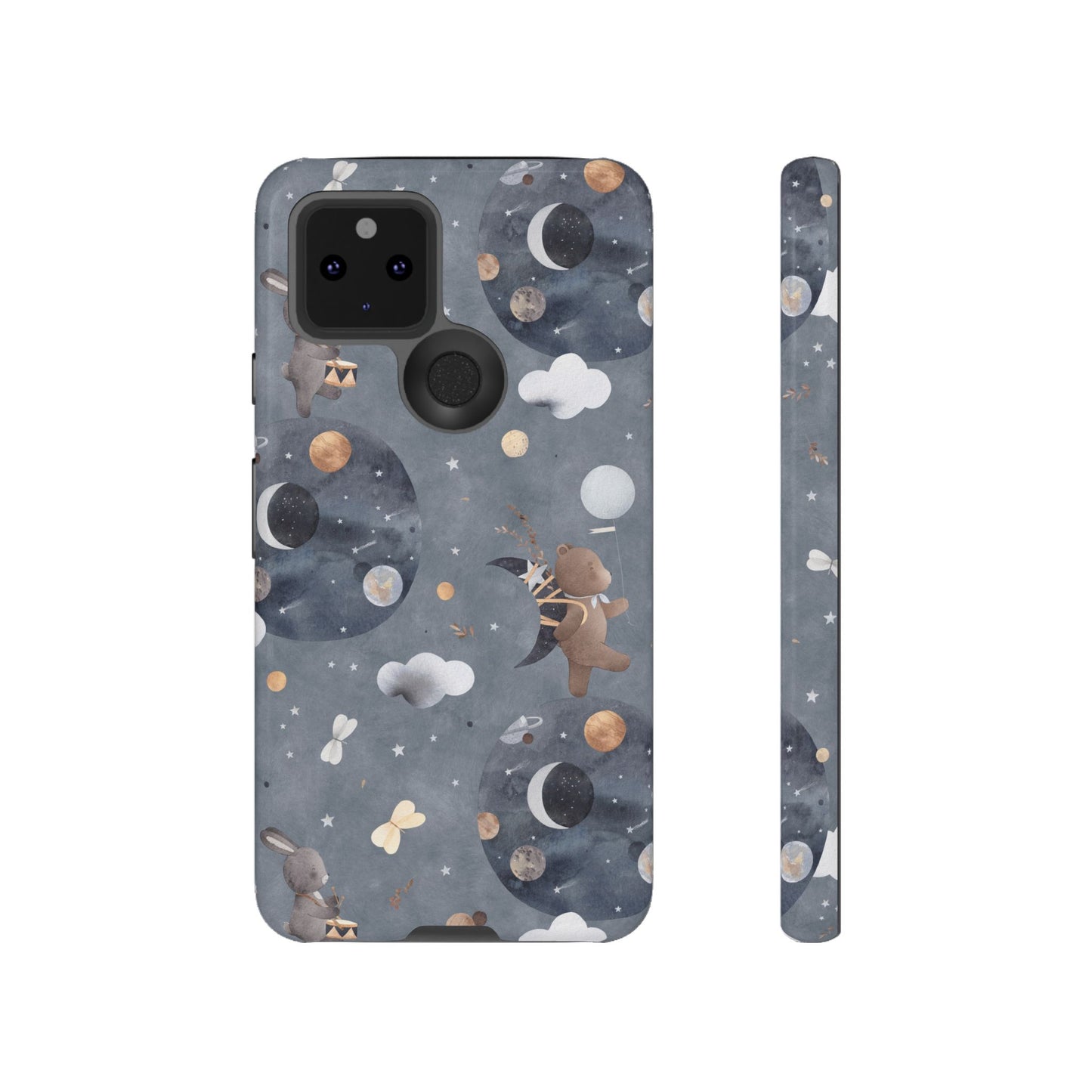 Moon, Bear and Bunny: Cute phone case for iPhone, Samsung Galaxy and Google Pixel devices