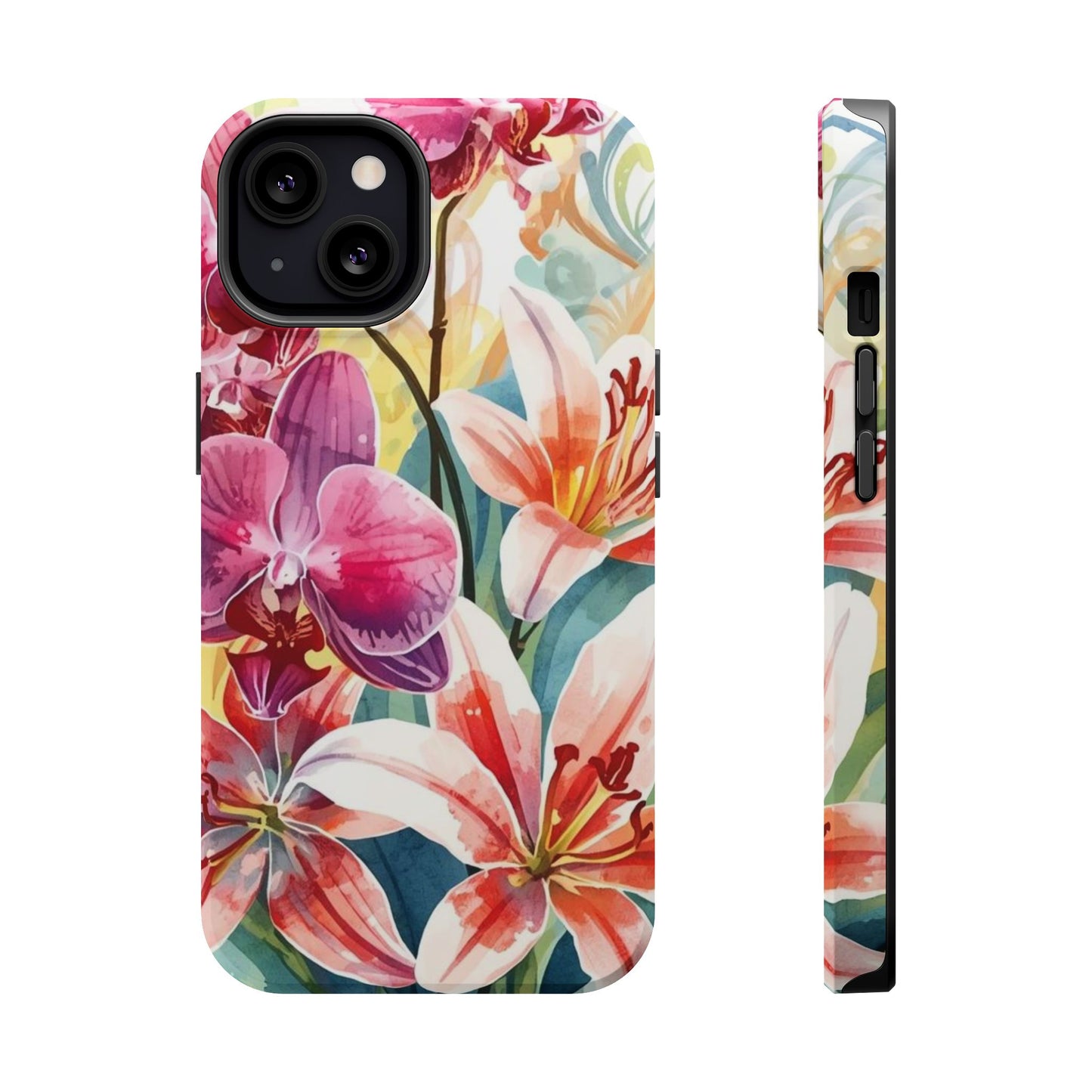 Hibiscus & Orchid Haven: MagSafe Floral Phone Case for iPhone