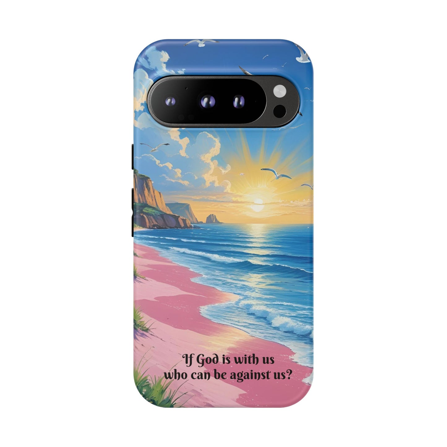 "If God is with us, who can be against us?": Inspiring phone case for iPhone, Samsung Galaxy and Google Pixel devices