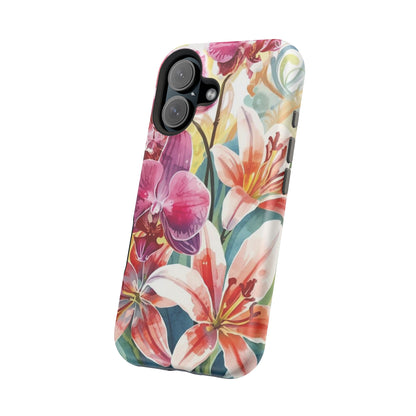 Hibiscus & Orchid Haven: MagSafe Floral Phone Case for iPhone