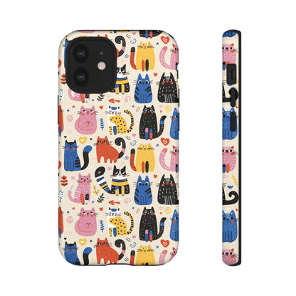 Cat Doodles Phone Case: Playful Cat-Inspired Tough Case for iPhone, Samsung Galaxy and Google Pixel devices