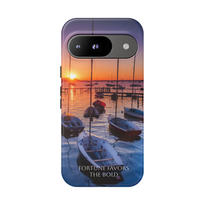 Fortune Favors the Bold: Sunset Sail Phone Case for iPhone, Samsung Galaxy and Google Pixel devices