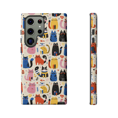 Cat Doodles Phone Case: Playful Cat-Inspired Tough Case for iPhone, Samsung Galaxy and Google Pixel devices