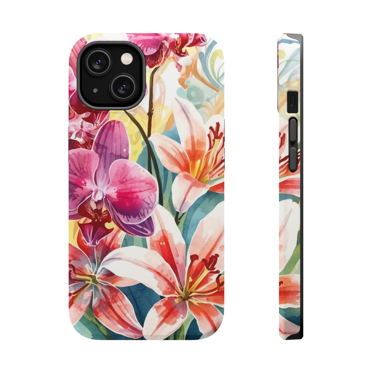 Hibiscus & Orchid Haven: MagSafe Floral Phone Case for iPhone