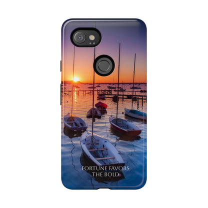 Fortune Favors the Bold: Sunset Sail Phone Case for iPhone, Samsung Galaxy and Google Pixel devices