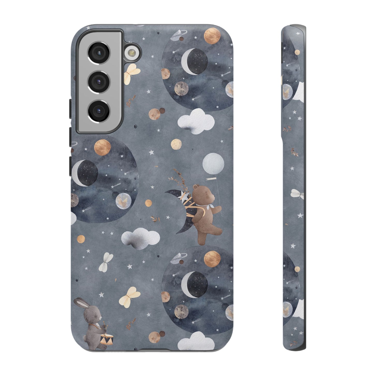 Moon, Bear and Bunny: Cute phone case for iPhone, Samsung Galaxy and Google Pixel devices