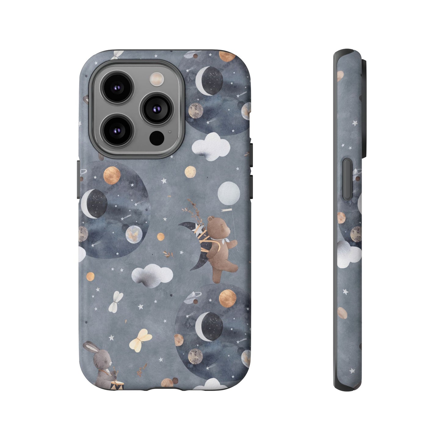 Moon, Bear and Bunny: Cute phone case for iPhone, Samsung Galaxy and Google Pixel devices