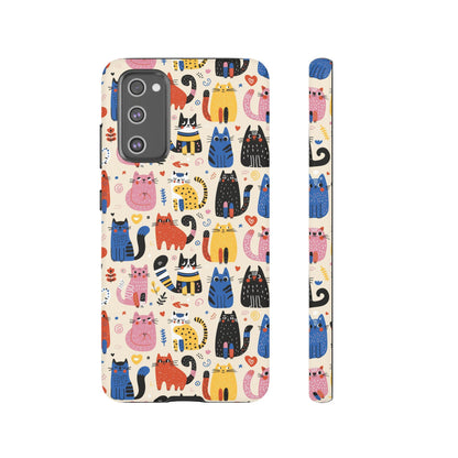 Cat Doodles Phone Case: Playful Cat-Inspired Tough Case for iPhone, Samsung Galaxy and Google Pixel devices