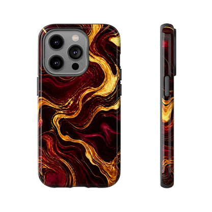 Molten Gold and Maroon Waves: Elegant Phone Case for iPhone, Samsung Galaxy and Google Pixel devices