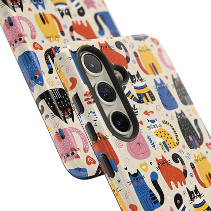 Cat Doodles Phone Case: Playful Cat-Inspired Tough Case for iPhone, Samsung Galaxy and Google Pixel devices