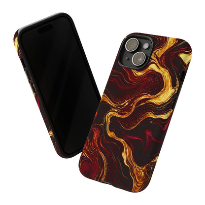 Molten Gold and Maroon Waves: Elegant Phone Case for iPhone, Samsung Galaxy and Google Pixel devices