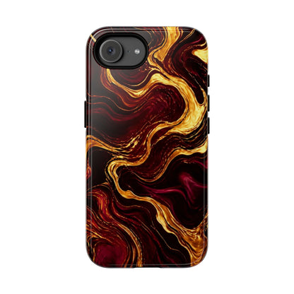 Molten Gold and Maroon Waves: Elegant Phone Case for iPhone, Samsung Galaxy and Google Pixel devices