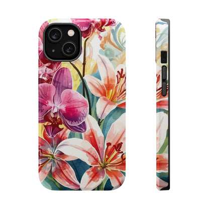 Hibiscus & Orchid Haven: MagSafe Floral Phone Case for iPhone