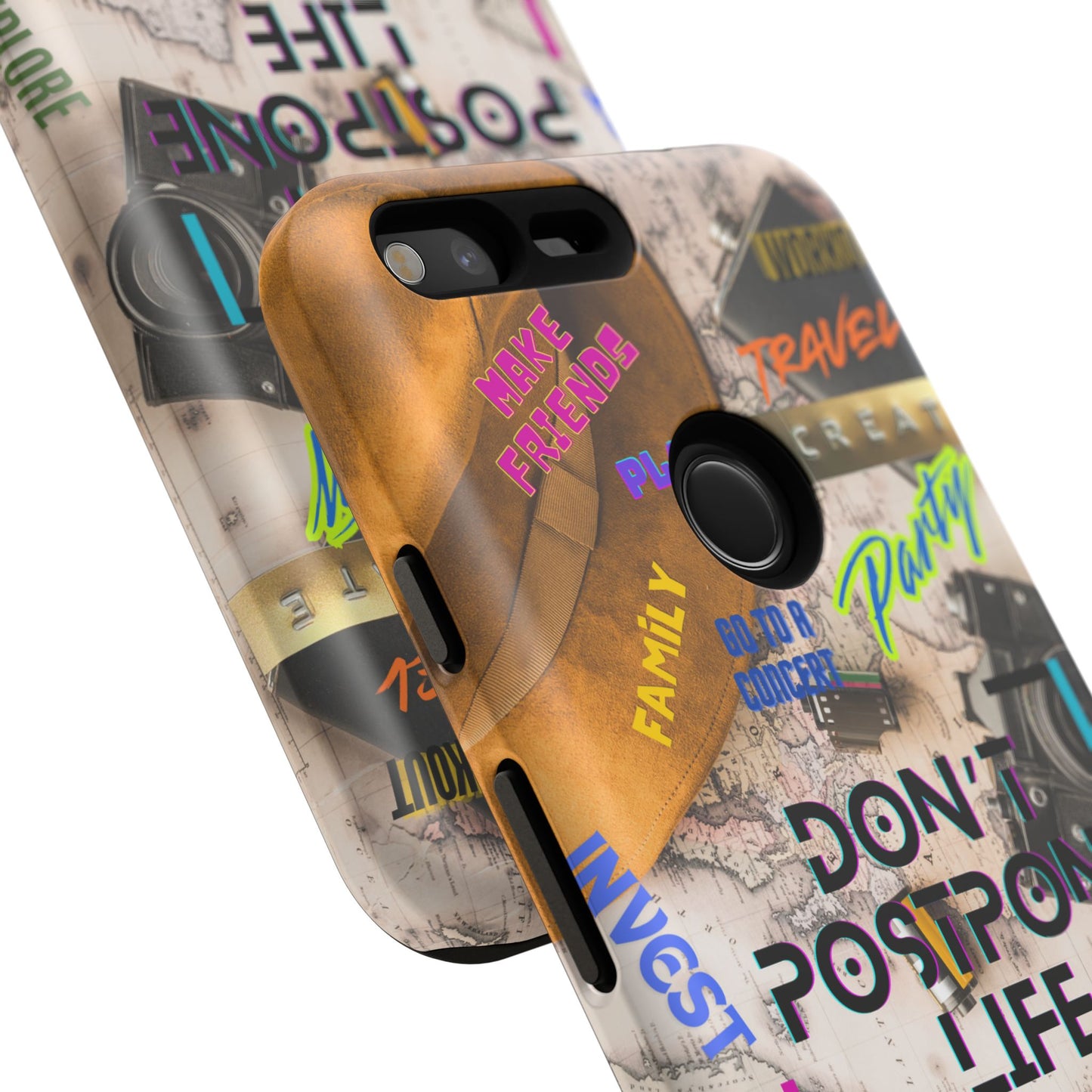 Don't Postpone Life: Motivational phone case for iPhone, Samsung Galaxy and Google Pixel devices