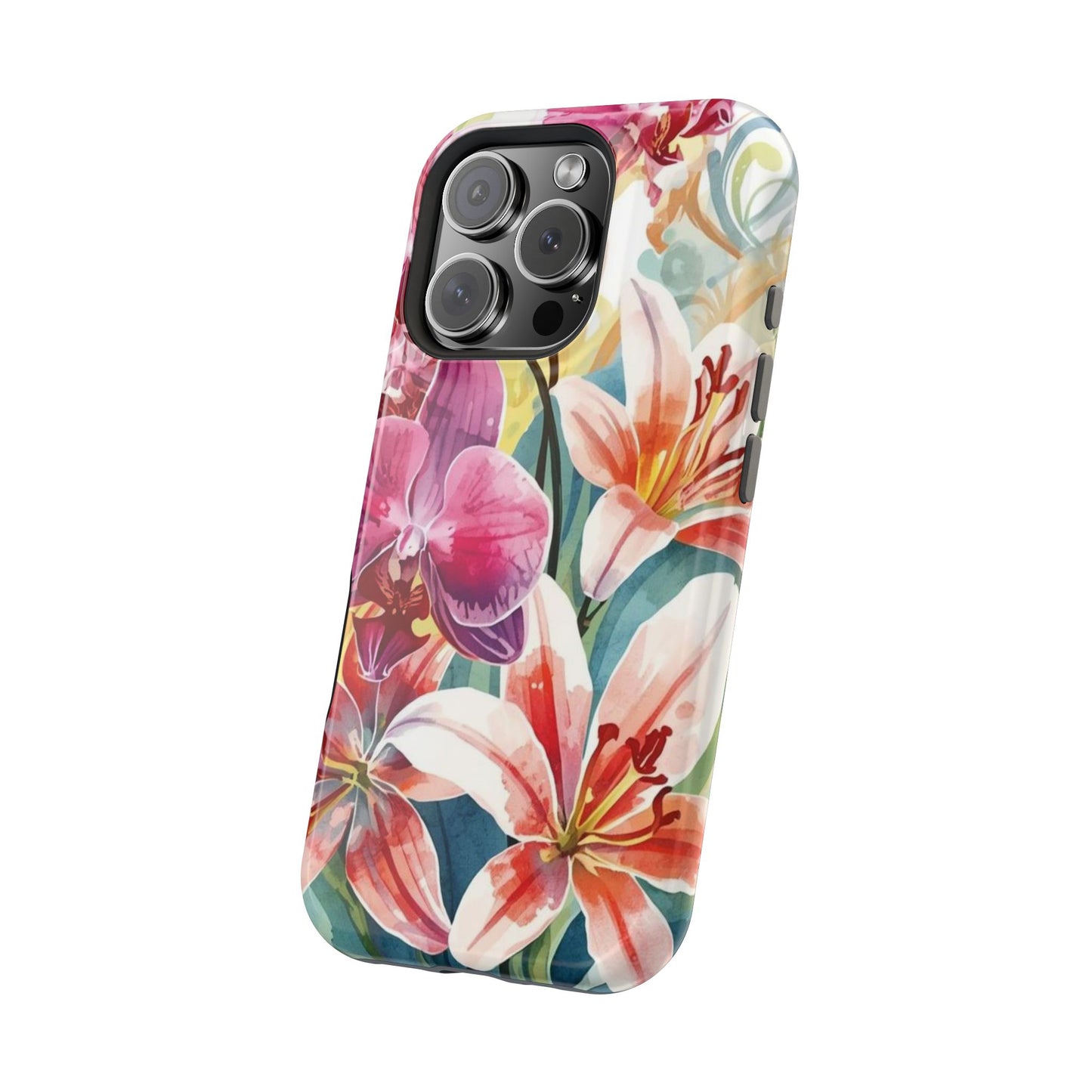 Hibiscus & Orchid Haven: MagSafe Floral Phone Case for iPhone
