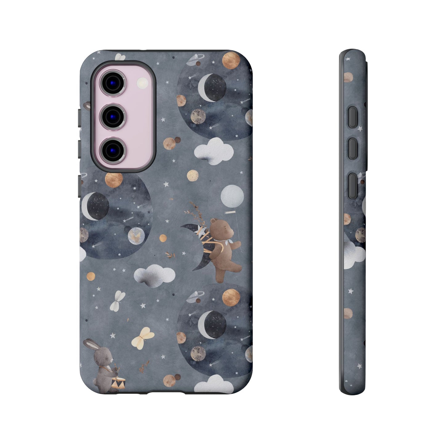 Moon, Bear and Bunny: Cute phone case for iPhone, Samsung Galaxy and Google Pixel devices