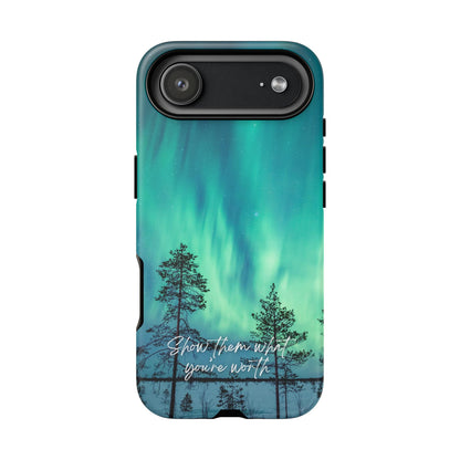 Show Them What You're Worth: Aurora Borealis-Inspired phone case for iPhone, Samsung Galaxy and Pixel devices