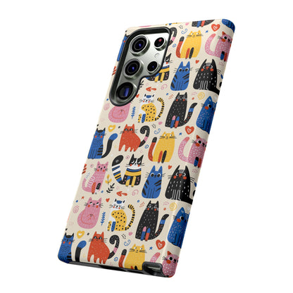 Cat Doodles Phone Case: Playful Cat-Inspired Tough Case for iPhone, Samsung Galaxy and Google Pixel devices