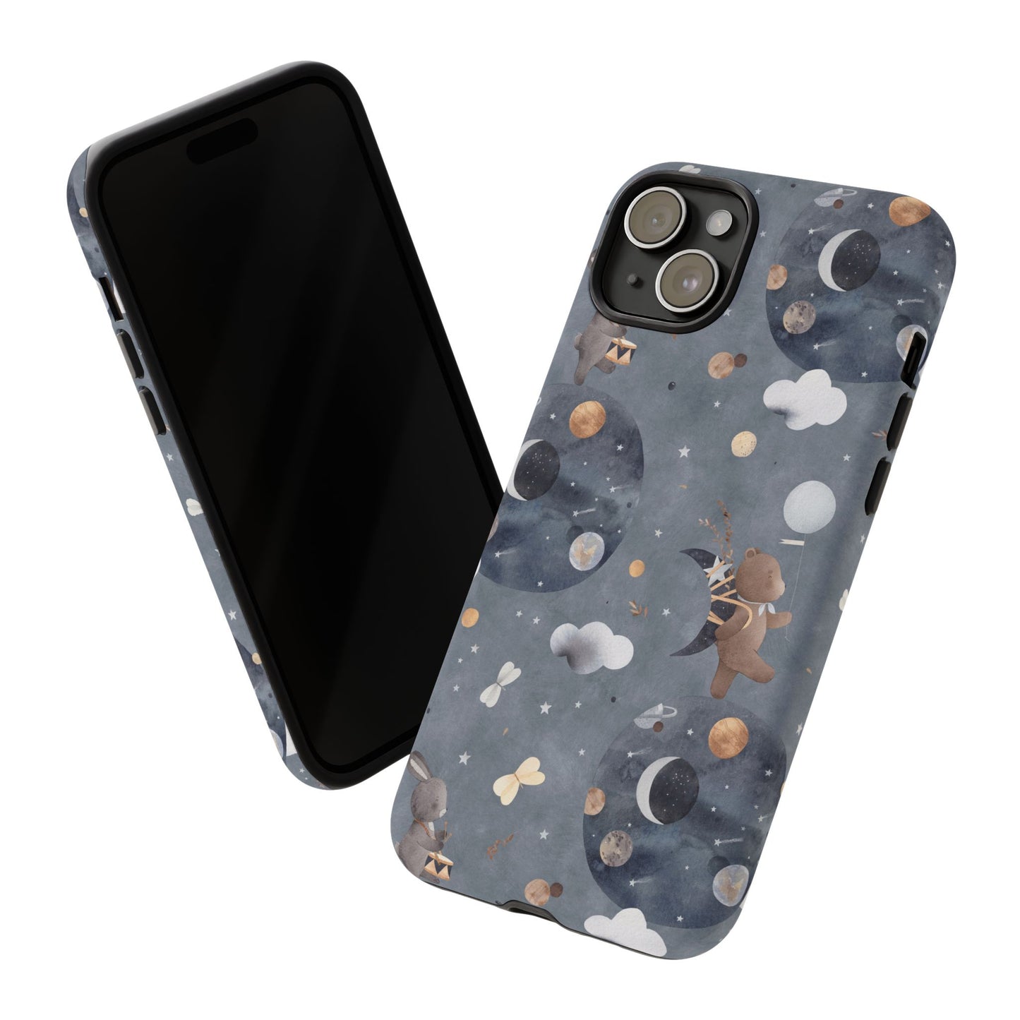 Moon, Bear and Bunny: Cute phone case for iPhone, Samsung Galaxy and Google Pixel devices