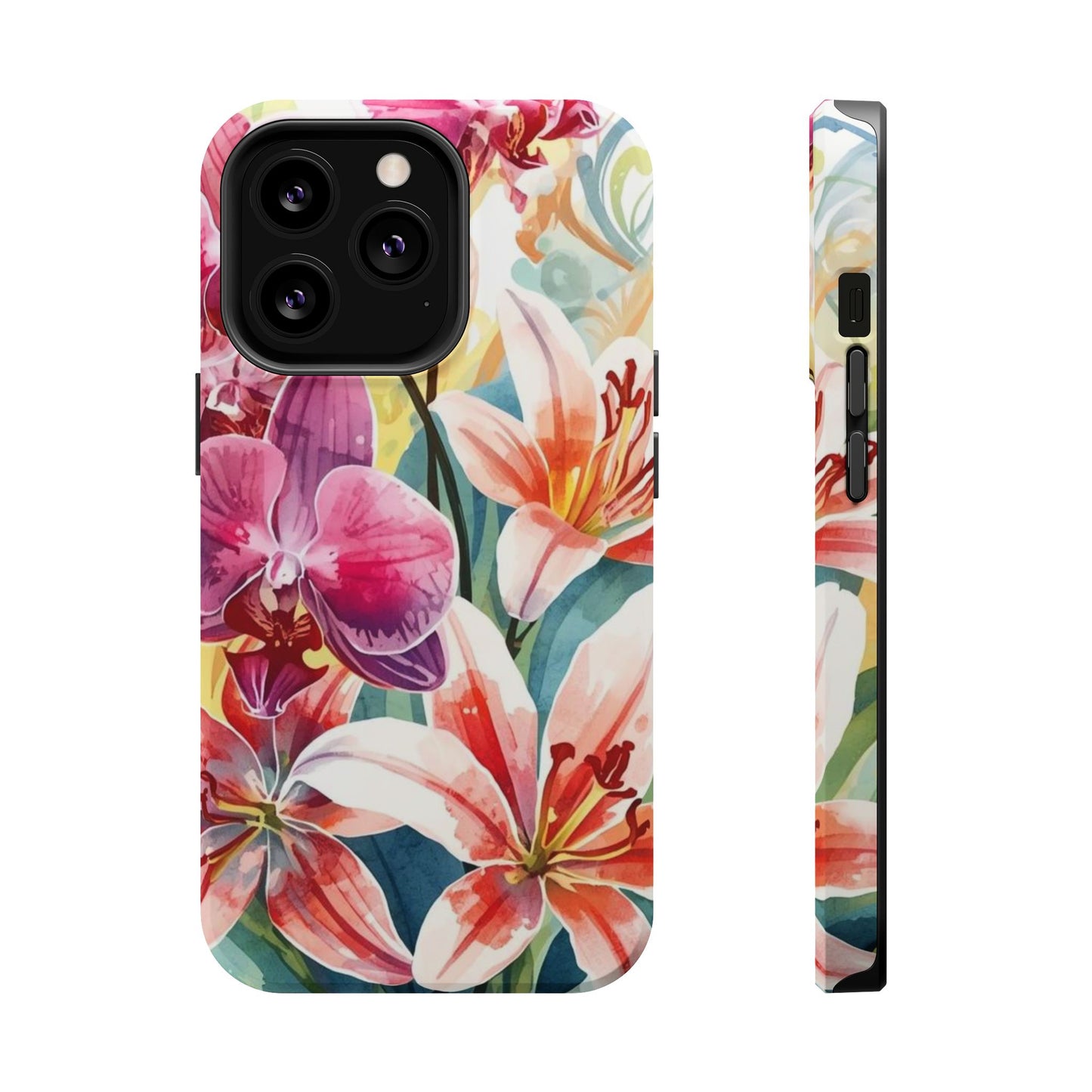 Hibiscus & Orchid Haven: MagSafe Floral Phone Case for iPhone