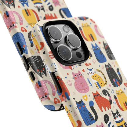 Cat Doodles Phone Case: Playful Cat-Inspired Tough Case for iPhone, Samsung Galaxy and Google Pixel devices