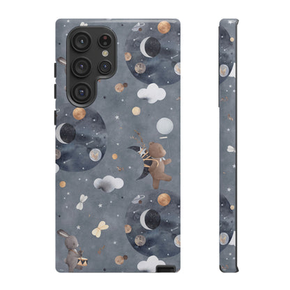 Moon, Bear and Bunny: Cute phone case for iPhone, Samsung Galaxy and Google Pixel devices