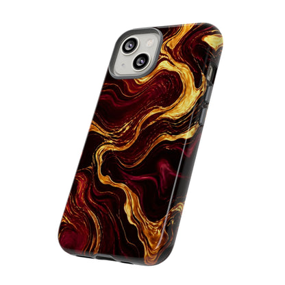 Molten Gold and Maroon Waves: Elegant Phone Case for iPhone, Samsung Galaxy and Google Pixel devices