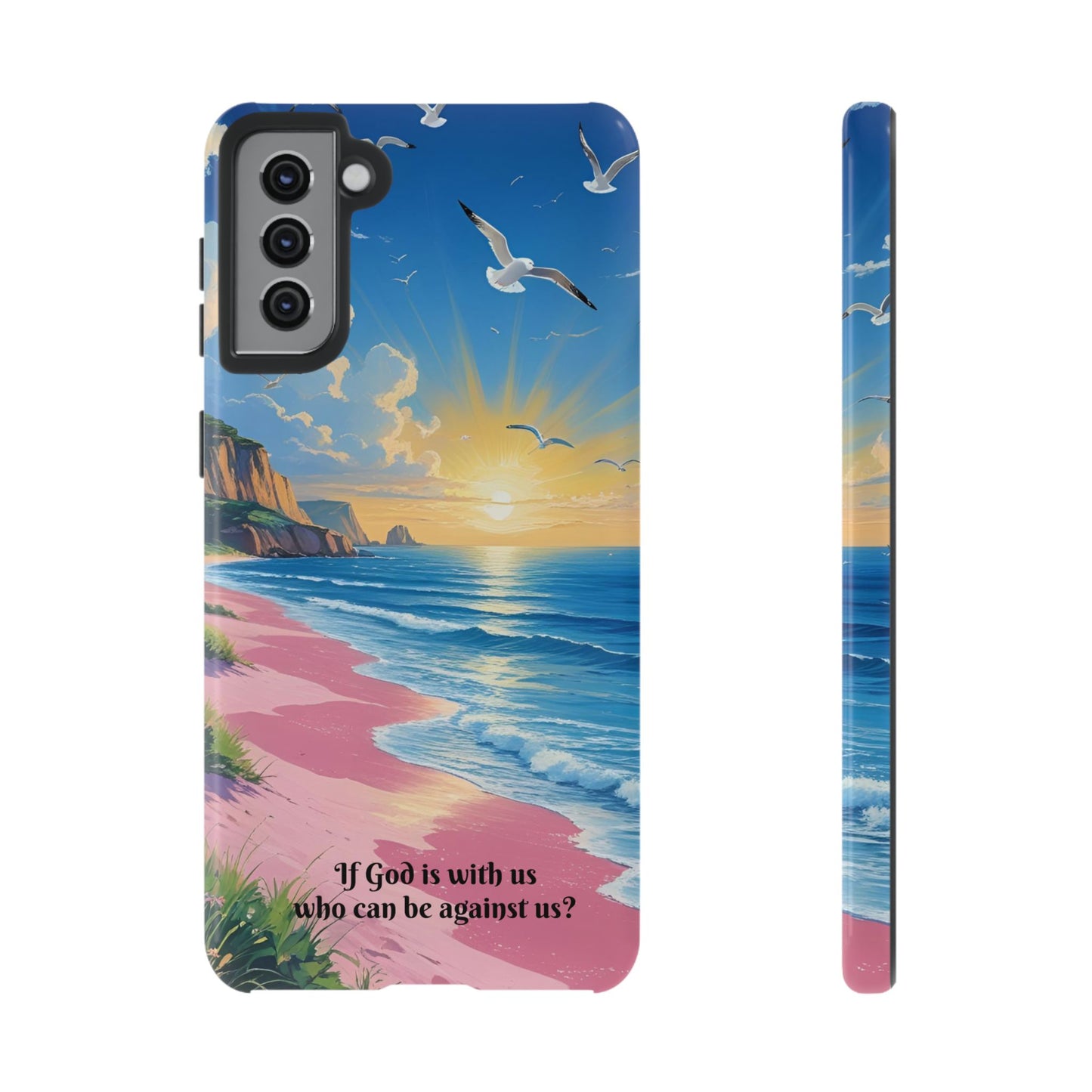 "If God is with us, who can be against us?": Inspiring phone case for iPhone, Samsung Galaxy and Google Pixel devices