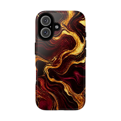 Molten Gold and Maroon Waves: Elegant Phone Case for iPhone, Samsung Galaxy and Google Pixel devices