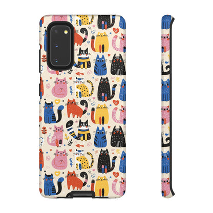 Cat Doodles Phone Case: Playful Cat-Inspired Tough Case for iPhone, Samsung Galaxy and Google Pixel devices
