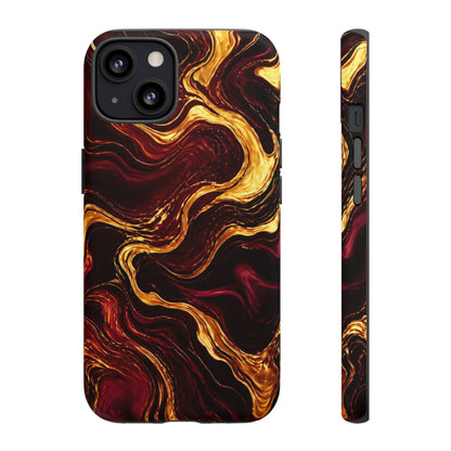 Molten Gold and Maroon Waves: Elegant Phone Case for iPhone, Samsung Galaxy and Google Pixel devices