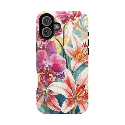 Hibiscus & Orchid Haven: MagSafe Floral Phone Case for iPhone