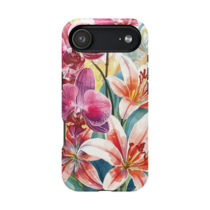 Hibiscus & Orchid Haven: MagSafe Floral Phone Case for iPhone