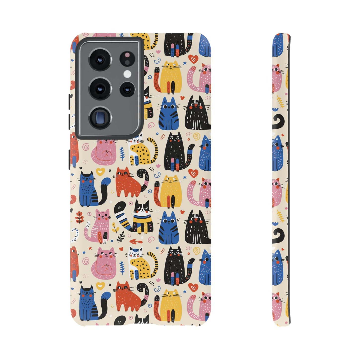 Cat Doodles Phone Case: Playful Cat-Inspired Tough Case for iPhone, Samsung Galaxy and Google Pixel devices