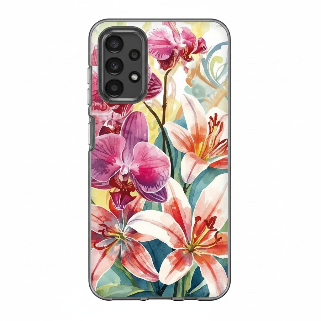 Hibiscus & Orchid Haven: Protective Floral Phone Case for Samsung Galaxy A Series
