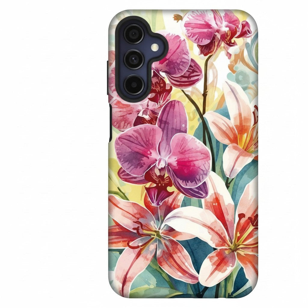 Hibiscus & Orchid Haven: Protective Floral Phone Case for Samsung Galaxy A Series