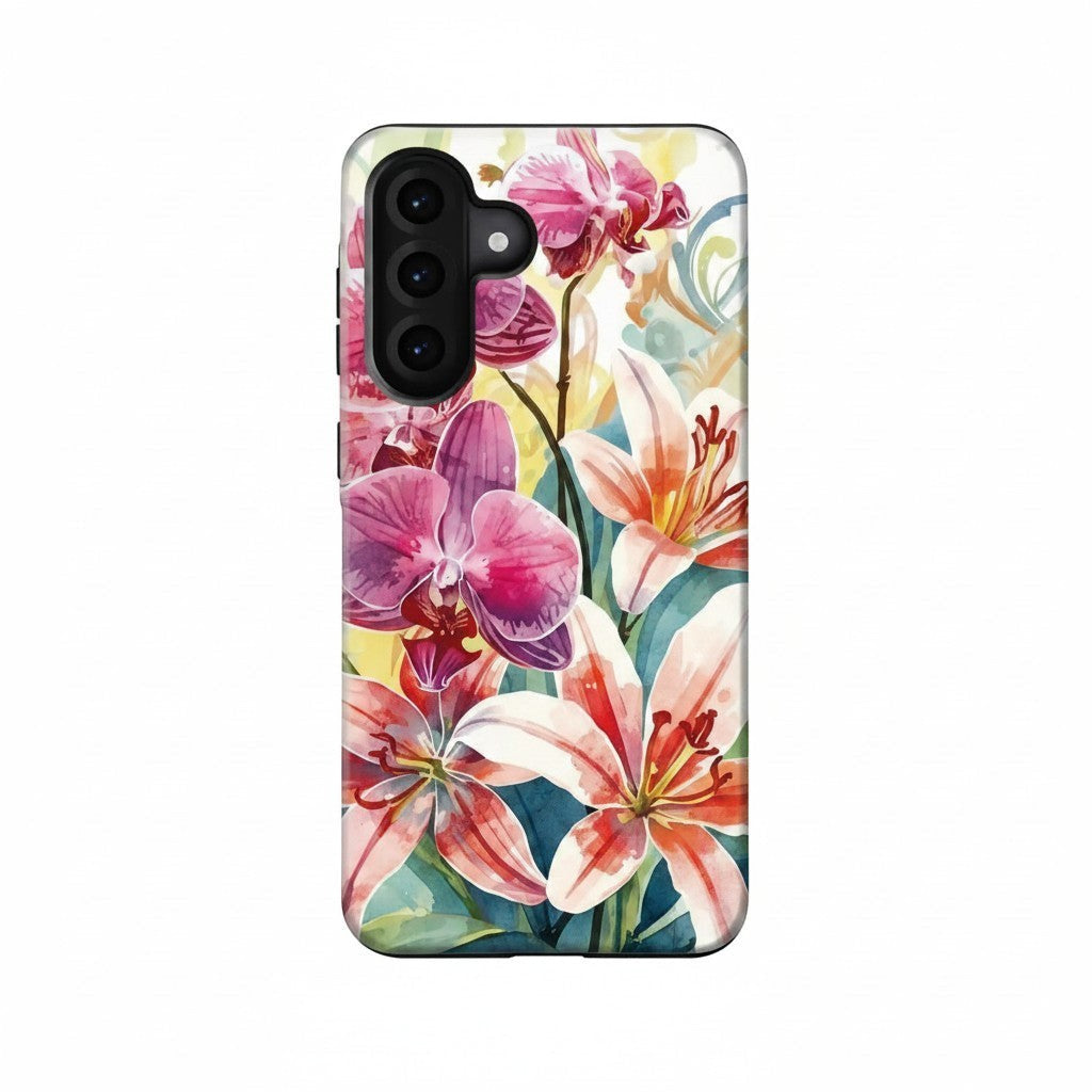 Hibiscus & Orchid Haven: Protective Floral Phone Case for Samsung Galaxy A Series