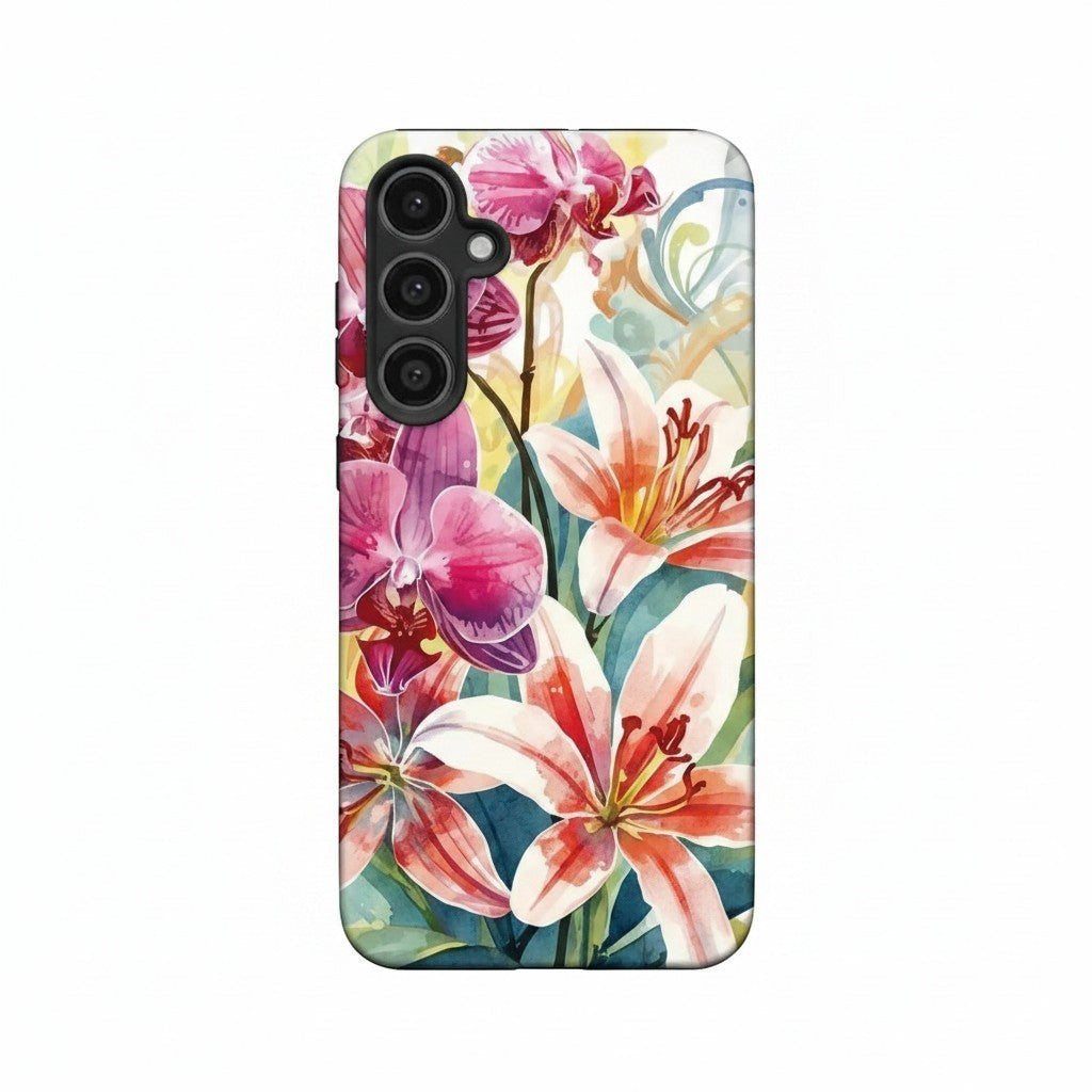 Hibiscus & Orchid Haven: Protective Floral Phone Case for Samsung Galaxy A Series