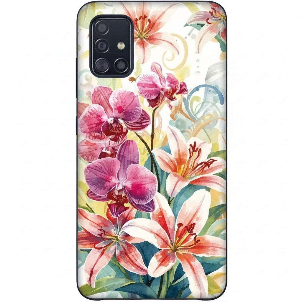 Hibiscus & Orchid Haven: Protective Floral Phone Case for Samsung Galaxy A Series