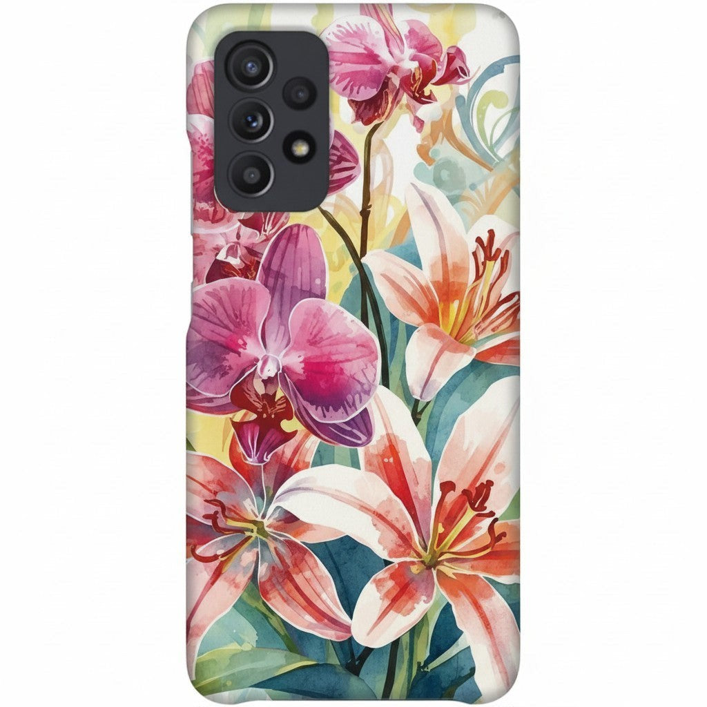 Hibiscus & Orchid Haven: Protective Floral Phone Case for Samsung Galaxy A Series