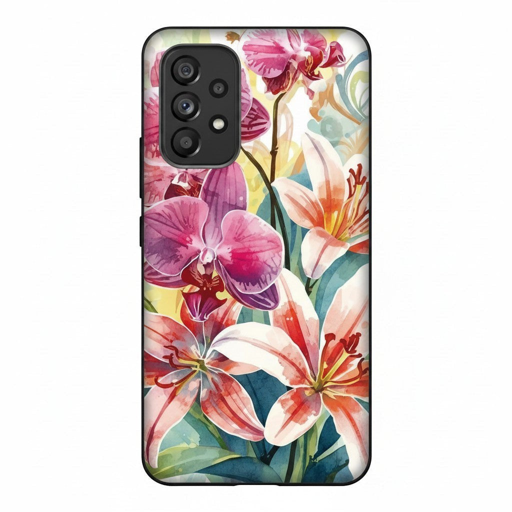 Hibiscus & Orchid Haven: Protective Floral Phone Case for Samsung Galaxy A Series